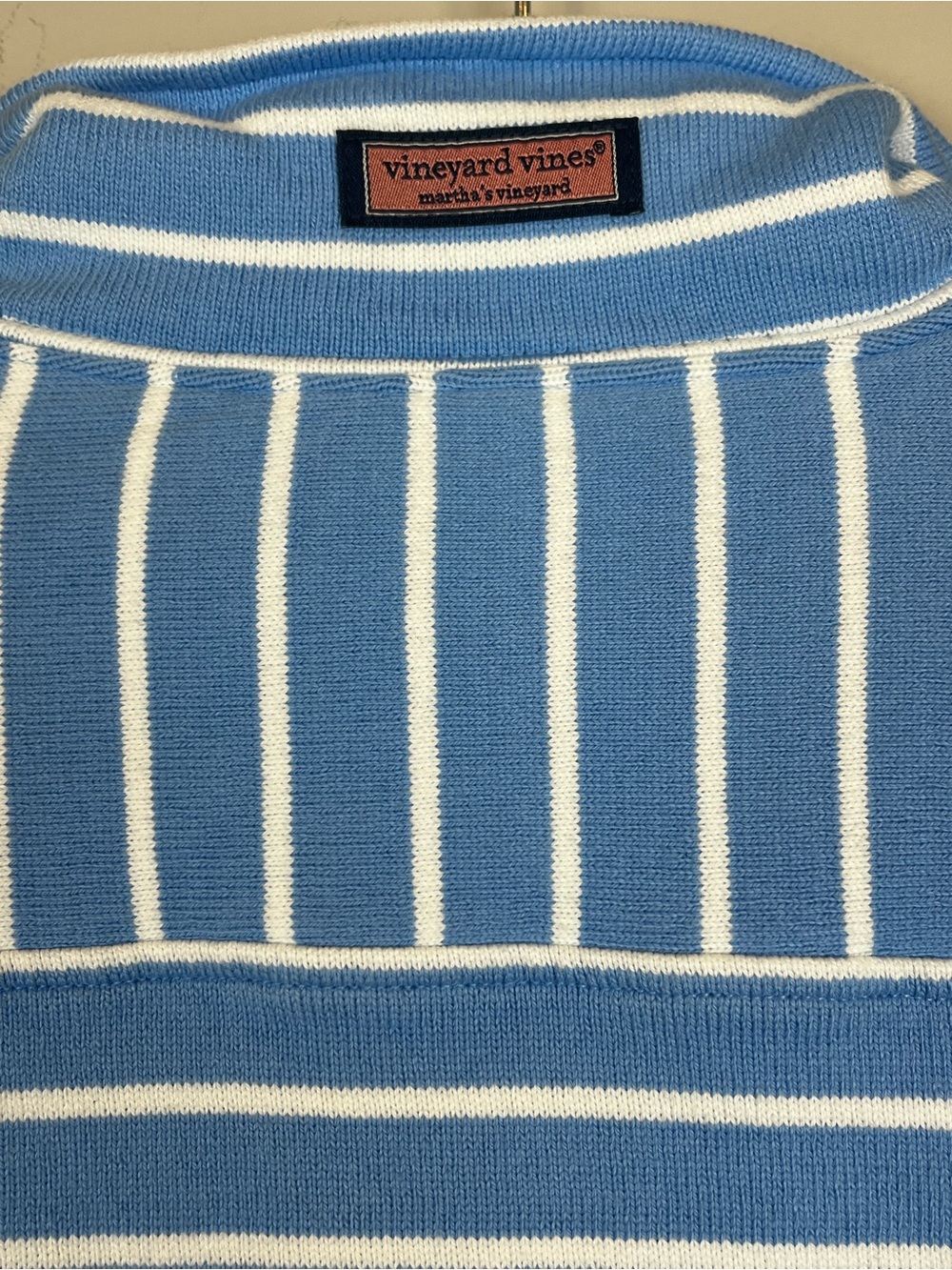 Vineyard Vines American Flag Blue White Striped Quarter Zip Women's Size Medium - Picture 9 of 11